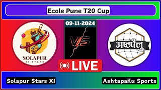 Solapur Stars XI vs Ashtapailu Sports Match 10 Ecole Pune T20 Cup Live Cricket Score [upl. by Baseler118]