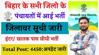 Bihar Panchayati Raj Vacancy 2024  Bihar Panchayat Level Bharti 2024  Panchayat Jobs 2024 [upl. by Naghem]