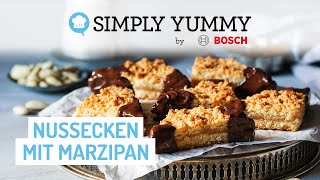 Richtig saftige Nussecken mit Marzipan 😍  SIMPLY YUMMY Rezepte [upl. by Leahcam]