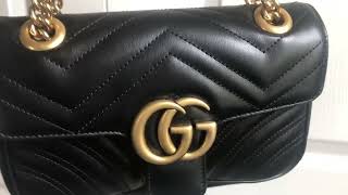 GUCCI MARMONT MINI SHOULDER BAG UNBOXING  BLACK  Rems Channel [upl. by Ebby166]