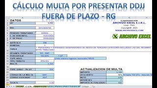 Multa por presentación fuera de plazo de DDJJ  RG y pago de multa después de subsanación [upl. by Rogerio]