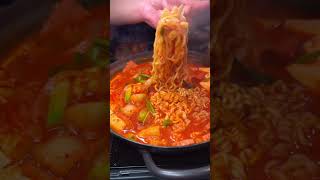 BUDAE JJIGAE SPICY RAMEN PULL POCHA HOUSE SACRAMENTO CA spicyramen [upl. by Kippar]