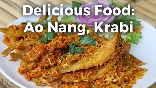 Food in Ao Nang อ่าวนาง Krabi at Cheap Cheap Thai Restaurant [upl. by Ardekahs27]