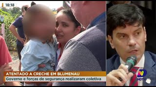 Atentado a creche em Blumenau governo e forças de segurança realizaram coletiva [upl. by Hoi]