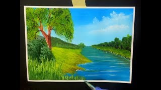 148 How to paint a simple river scene for beginners ACRYLIC [upl. by Thgiwd]