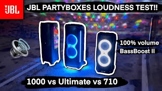 JBL Partybox Ultimate vs 1000 vs 710 Loudness test [upl. by Alahcim74]