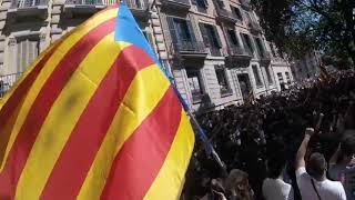 Protesters sing the Catalan national anthem in Barcelona as referendum nears [upl. by Witherspoon808]