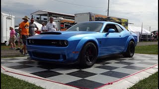 2018 Dodge Demon Challenger SRT in Blue amp 840 HP Engine Sound on My Car Story with Lou Costabile [upl. by Heintz]