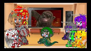 Dinosaurios de Dinosaur King y Jurassic ParkWorld reacciona a Gadzoki vs Konky Donk Videoreaccion [upl. by Akerahs248]