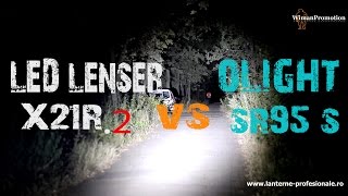 Led Lenser X21R2 vs Olight SR95 S  short night test [upl. by Nobie650]