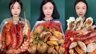 ASMR 111 Eat shrimp 🍤 🦐 Lobster 🦞 crab 🦀 oyster 🦪😋 mukbang eatseafood food asmr 🇺🇲 ur [upl. by Nannaihr]