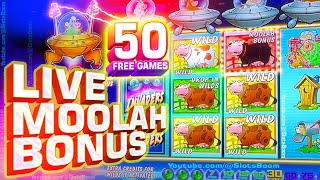 BIG WIN SESSION LIVE BONUSES on INVADERS ATTACK FROM THE PLANET MOOLAH  CASINO SLOTS [upl. by Wiltshire]