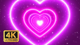 VJ Loops 2024 💗 Pink Neon Love Heart Background Tunnel  Sparkling Pink Particles Overlay 4k 60FPS [upl. by Cha]