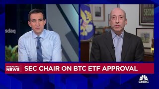 SEC Chair Gensler on bitcoin ETF approval The underlying asset is highly speculative and volatile [upl. by Ayekahs]