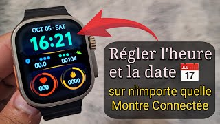 Comment Régler lheure et la date sur nimporte quelle Montre Connectée Smartwatch 🇫🇷 [upl. by Reyam145]