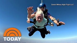 104yearold becomes oldest woman to tandem skydive [upl. by Enois842]