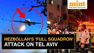 Hezbollah Fires Full Drone Squadron Attack On Israels Financial Capital Releases Video [upl. by Llenral740]