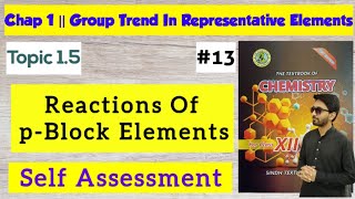 Reactions Of pblock  Chap 1 Group Trend Representative Elements  Class 12 Chemistry Sindh board [upl. by Nnaael]