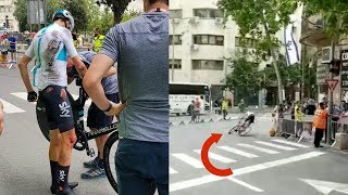 Chris Froome CRASH Giro dItalia 2018 Stage 1 Time Trial Warm Up  Recon [upl. by Zahara683]