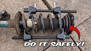 How to Compress a Strut Spring and Also Change a Strut 🚗 [upl. by Ttoile]