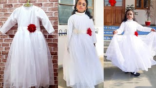 diy easy to sew frock cutting and stitchinghow to make flower girl dressparty wear baby gown [upl. by Irovi405]