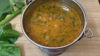 Basale Soppina Sambhar  Malabar Spinach Sambar Recipe  Malnad Special Basale Sambhar [upl. by Ansel41]