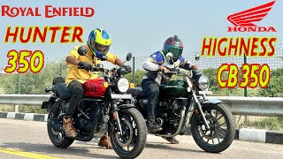 Honda Highness CB 350 vs Royal Enfield Hunter 350  Drag Race  TopEnd Test [upl. by Azarria]