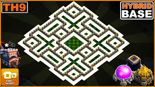 NEW BEST TH9 Base 2023 with COPY LINK  COC Town Hall 9 HybridTrophy Base Design [upl. by Mitzl111]