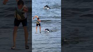 Freestyle open water swimming  dry swimming exercise and swimming with hand paddles [upl. by Sturdivant691]