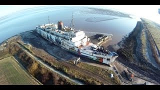 Aerial Video of Derelict Cruise Boat North Wales [upl. by Duer228]