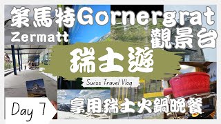 瑞士遊記Day 7 瑞士環保小鎮策馬特Zermatt 到Gornergrat觀景台，Little Anson 都有份上雪山玩，晚餐享用瑞士火鍋Fondue [upl. by Cornall]