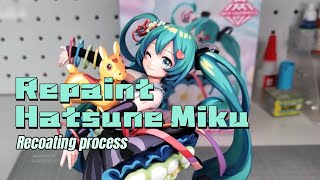 Hatsune Miku figures repainting！repiantmiku mikumikudance anime [upl. by Lochner]