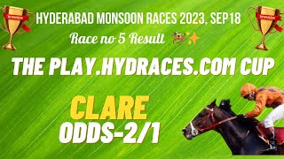 The PlayHydracesCom Cup 104 18 Sep 2023 Hydrabad Horse Race Winner CLARE [upl. by Llednahs]