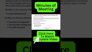 Minutes Meeting  Minutes of Meeting Format  How to Write Minutes of Meeting [upl. by Aihsemak]