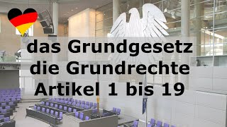 deutsches Grundgesetz Artikel 1 bis 19 grundgesetz grundrechte allgemeinwissen [upl. by Leiahtan]