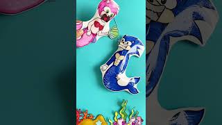 SHIN SONIC TAPES and AMY Rose Mermaid Love Story  Paper Squishy AMY Pregnant  Ghes Handmade [upl. by Rayna668]