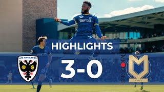 AFC Wimbledon 30 Milton Keynes Dons 📺  Callums late double brings joy ✌️  Highlights 🟡🔵 [upl. by Panchito]