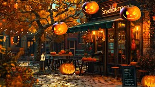 Cozy Autumn Porch Halloween Ambience 🍂 with Spooky Halloween Background Music 🎃 [upl. by Schuyler]