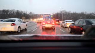 Washington Beltway Traffic over the American Legion Bridge in the Snow [upl. by Lleynad354]