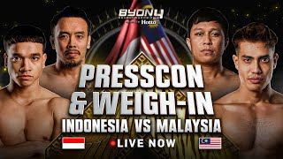 INDONESIA VS MALAYSIA WEIGH IN amp PRESS CONFERENCE BYON COMBAT SHOWBIZ VOL 4 [upl. by Ahsekad939]