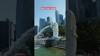 Singapores iconic 28foot Merlion statue a halffish halflion stone carving fountain shorts [upl. by Ajak]