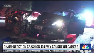 Chainreaction crash on 101 caught on camera [upl. by Haldas697]