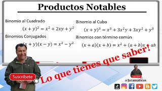 Productos notables  Binomio al cuadrado y cubo  Binomios conjugados  Binomios con término común [upl. by Idaf351]