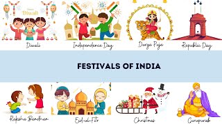 Indian Festivals for kids  Different types of festivals  Indian festivals  Educational tutorials [upl. by Nohsyar]