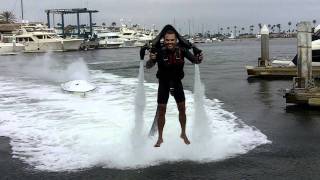 John Morris Landing his JetLev on the deck of a TugBoat jet pack for water [upl. by Gernhard]