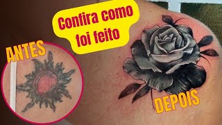 Como COBRIR tatuagem com uma ROSA NEGRA [upl. by Bouchier339]