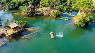 Build the most beautiful cliffside bamboo houses with million dollar water park and swimming pool [upl. by Anele245]