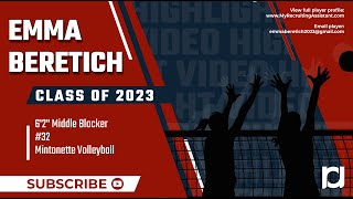 Emma Beretich 2023 62quot MB  Mintonette Volleyball [upl. by Nauqe648]