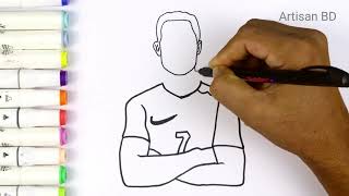 Drawing of Sketches Cristiano Ronaldo  Ronaldo easy Marker Step by Step Drawing [upl. by Selegna41]