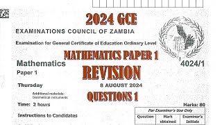 2024 GCE MATHEMATICS PAPER 1 QUESTION 1 [upl. by Tham775]